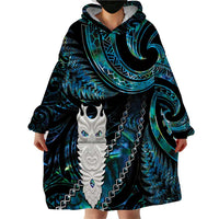New Zealand Aotearoa Wearable Blanket Hoodie Maori Tane Te Waiora Paua Shell Glitter Turquoise LT05 - Polynesian Pride