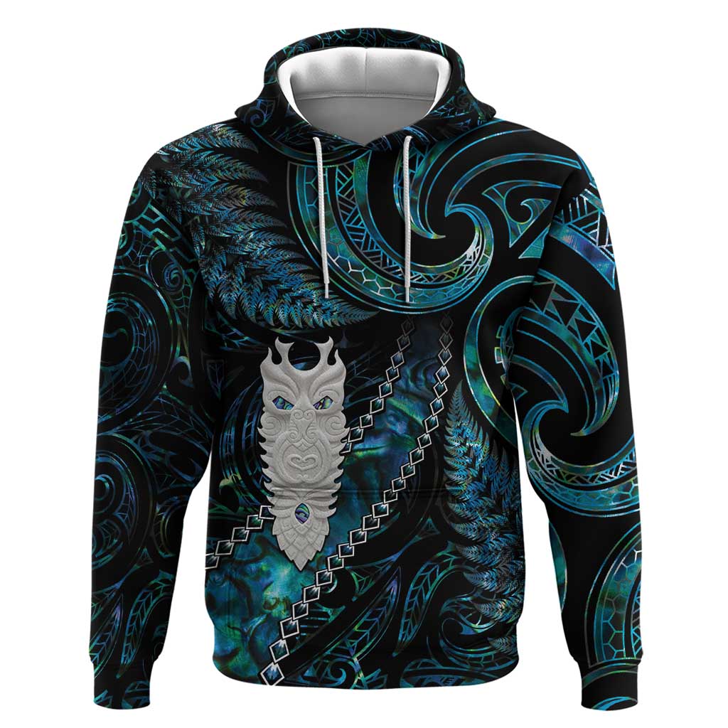 New Zealand Aotearoa Zip Hoodie Maori Tane Te Waiora Paua Shell Glitter Turquoise LT05 Pullover Hoodie Turquoise - Polynesian Pride