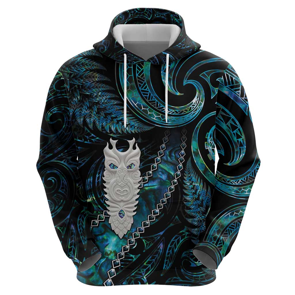 New Zealand Aotearoa Zip Hoodie Maori Tane Te Waiora Paua Shell Glitter Turquoise LT05 - Polynesian Pride