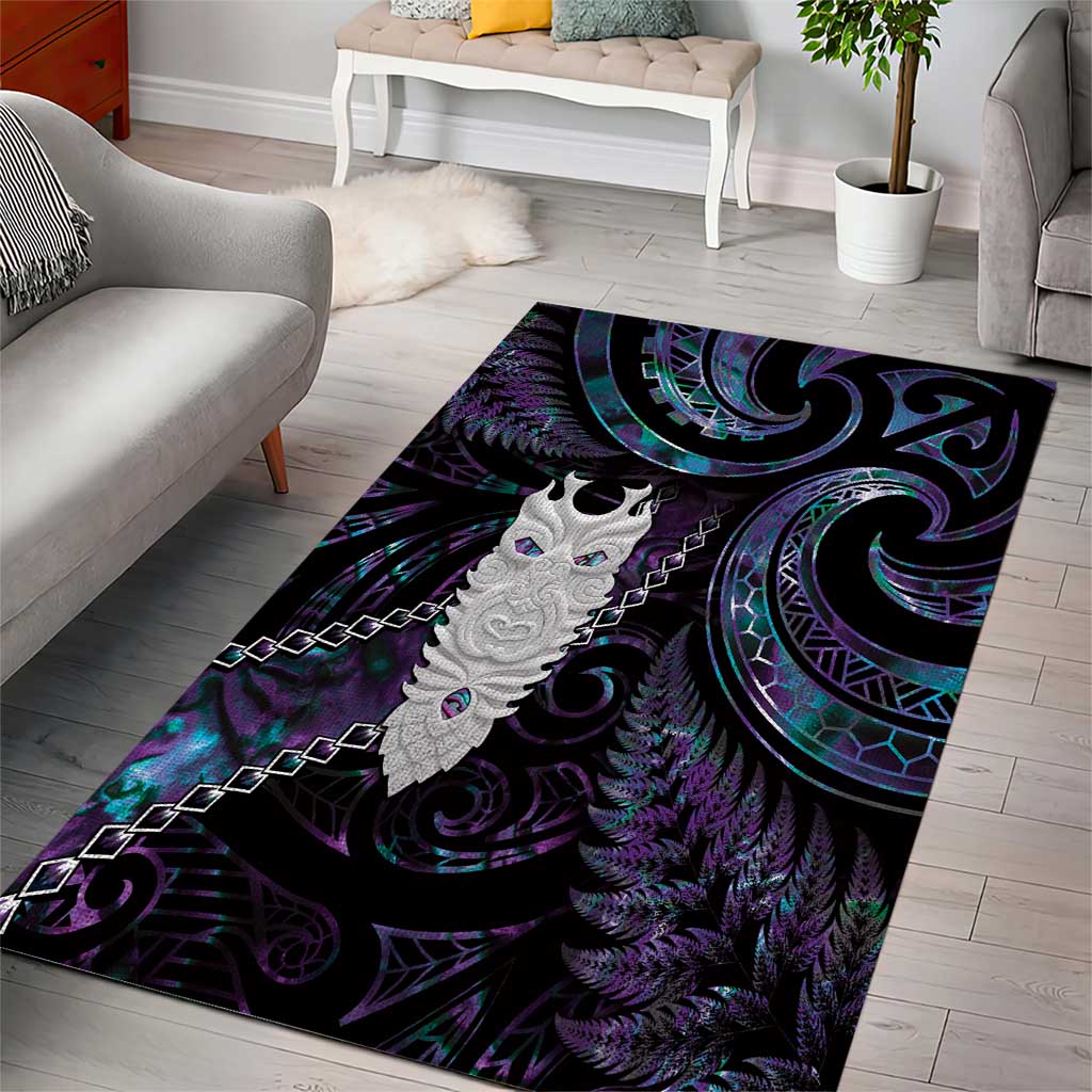 New Zealand Aotearoa Area Rug Maori Tane Te Waiora Paua Shell Glitter Purple LT05 - Polynesian Pride