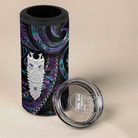 New Zealand Aotearoa 4 in 1 Can Cooler Tumbler Maori Tane Te Waiora Paua Shell Glitter Purple LT05 - Polynesian Pride