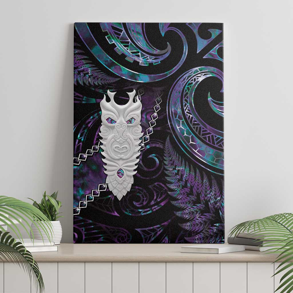 New Zealand Aotearoa Canvas Wall Art Maori Tane Te Waiora Paua Shell Glitter Purple LT05 - Polynesian Pride