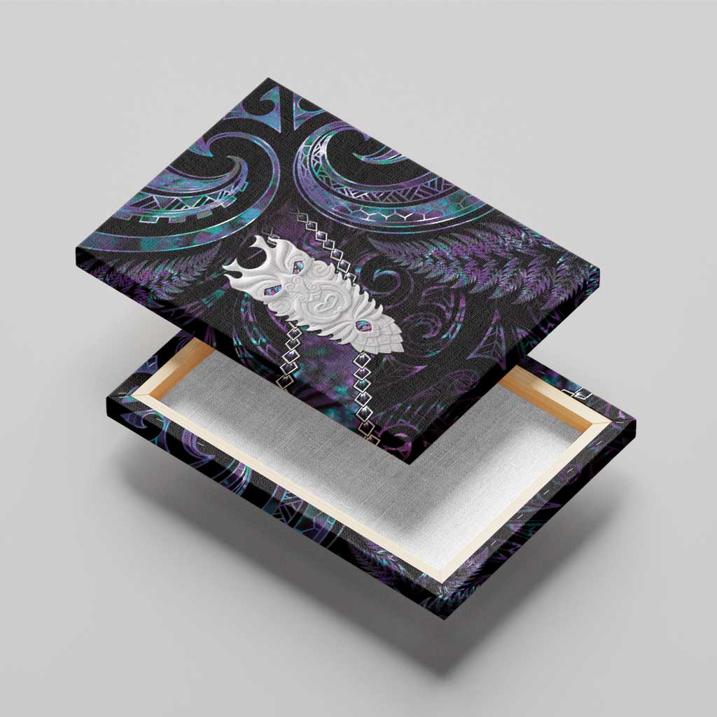 New Zealand Aotearoa Canvas Wall Art Maori Tane Te Waiora Paua Shell Glitter Purple LT05 - Polynesian Pride