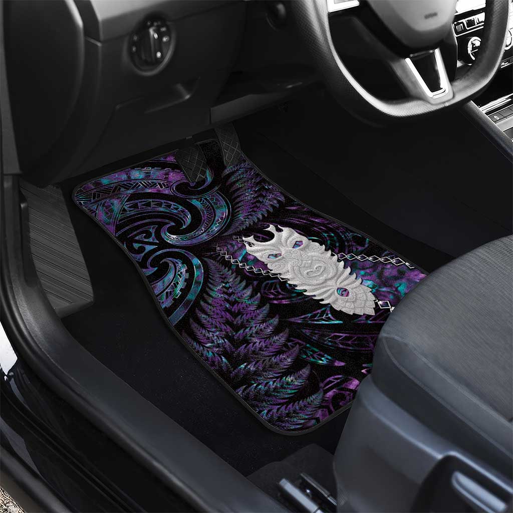 New Zealand Aotearoa Car Mats Maori Tane Te Waiora Paua Shell Glitter Purple LT05 - Polynesian Pride
