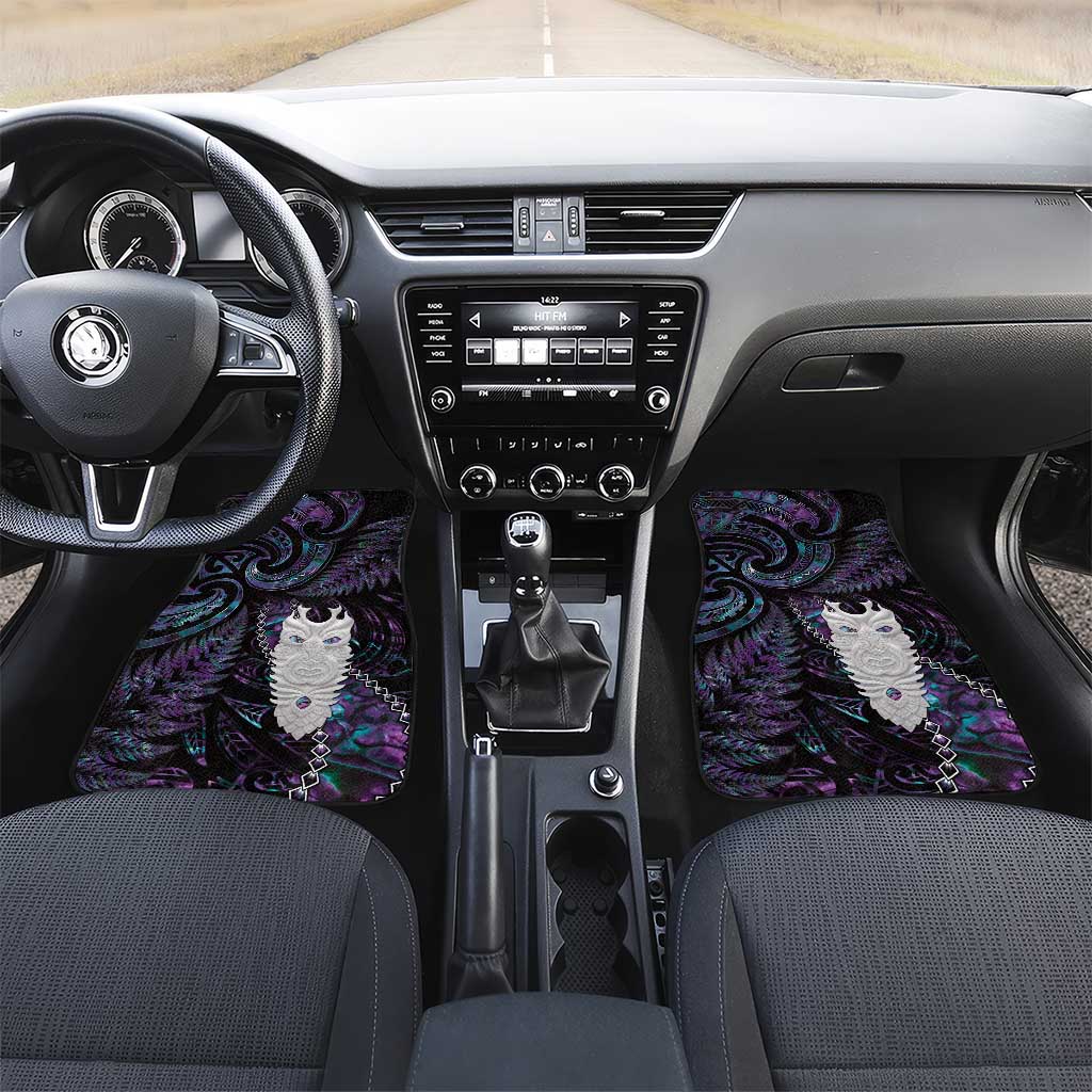 New Zealand Aotearoa Car Mats Maori Tane Te Waiora Paua Shell Glitter Purple LT05 Set 2pcs - Front Purple - Polynesian Pride