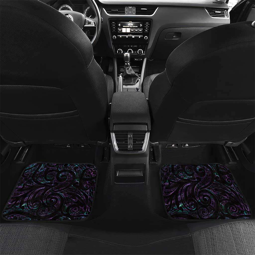 New Zealand Aotearoa Car Mats Maori Tane Te Waiora Paua Shell Glitter Purple LT05 Set 2pcs - Back Purple - Polynesian Pride