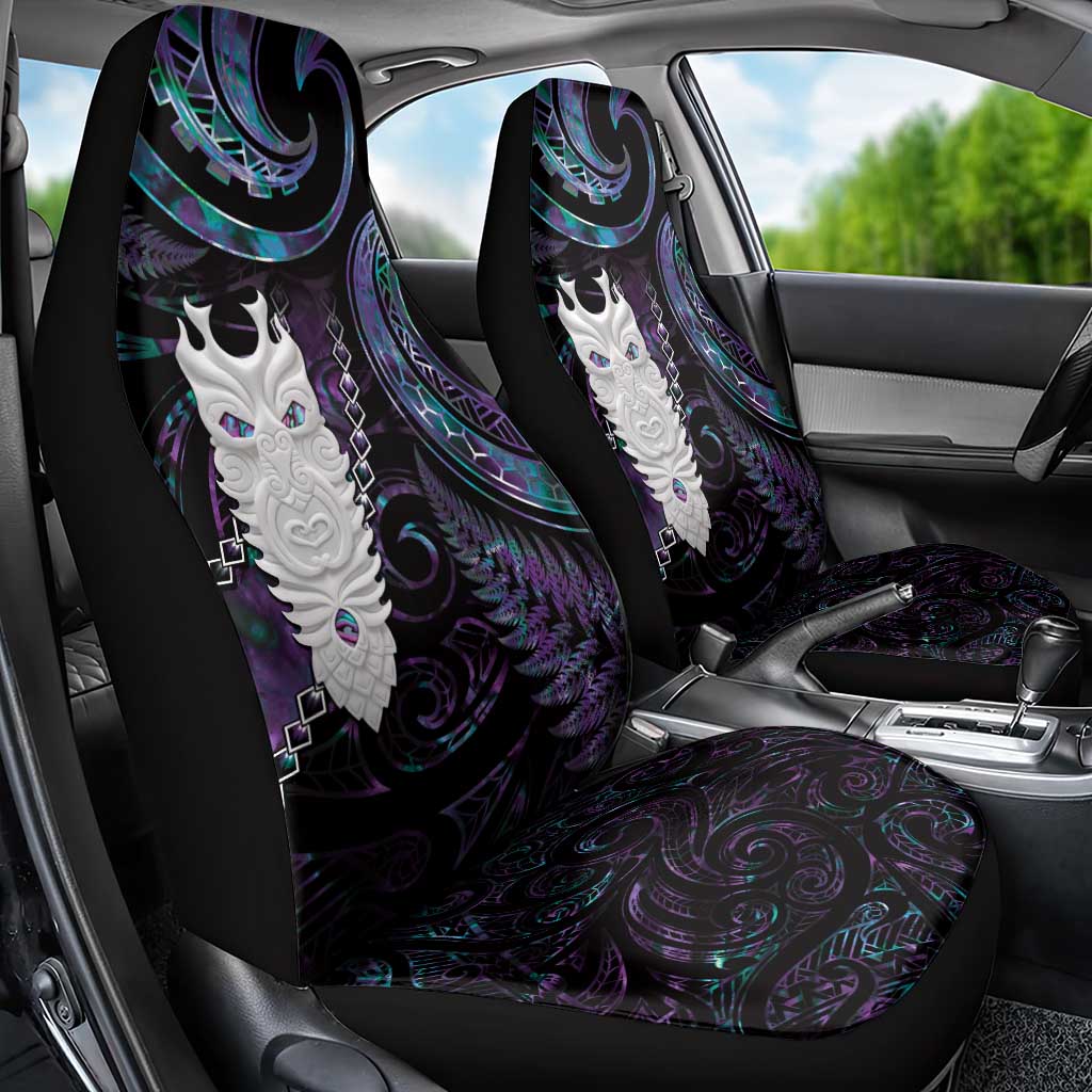 New Zealand Aotearoa Car Seat Cover Maori Tane Te Waiora Paua Shell Glitter Purple LT05 - Polynesian Pride