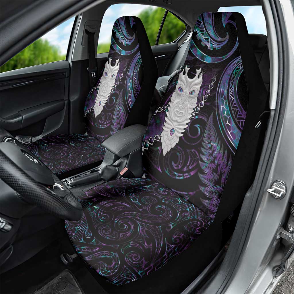 New Zealand Aotearoa Car Seat Cover Maori Tane Te Waiora Paua Shell Glitter Purple LT05 - Polynesian Pride