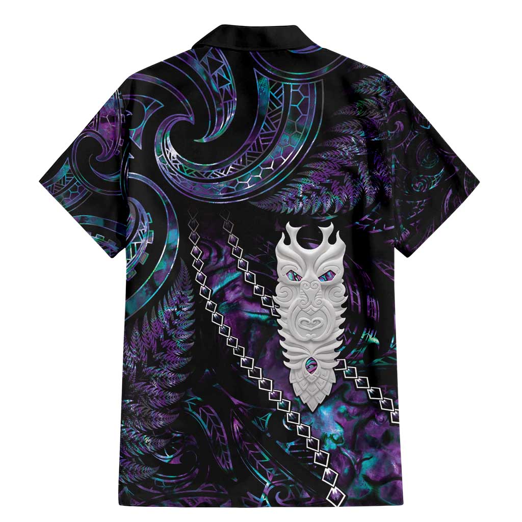 New Zealand Aotearoa Family Matching Mermaid Dress and Hawaiian Shirt Maori Tane Te Waiora Paua Shell Glitter Purple LT05 - Polynesian Pride