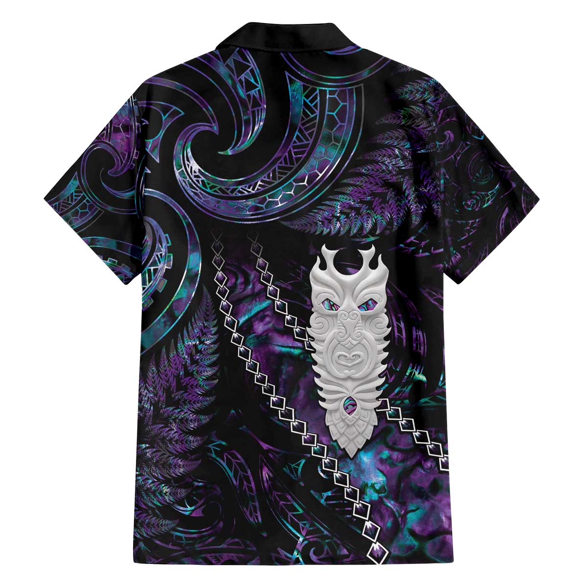 New Zealand Aotearoa Family Matching Off The Shoulder Long Sleeve Dress and Hawaiian Shirt Maori Tane Te Waiora Paua Shell Glitter Purple LT05 - Polynesian Pride