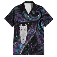 New Zealand Aotearoa Family Matching Short Sleeve Bodycon Dress and Hawaiian Shirt Maori Tane Te Waiora Paua Shell Glitter Purple LT05 Dad's Shirt - Short Sleeve Purple - Polynesian Pride