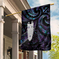 New Zealand Aotearoa Garden Flag Maori Tane Te Waiora Paua Shell Glitter Purple LT05 House Flag Purple - Polynesian Pride