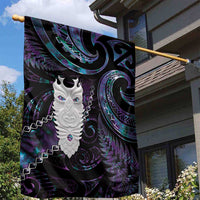 New Zealand Aotearoa Garden Flag Maori Tane Te Waiora Paua Shell Glitter Purple LT05 - Polynesian Pride