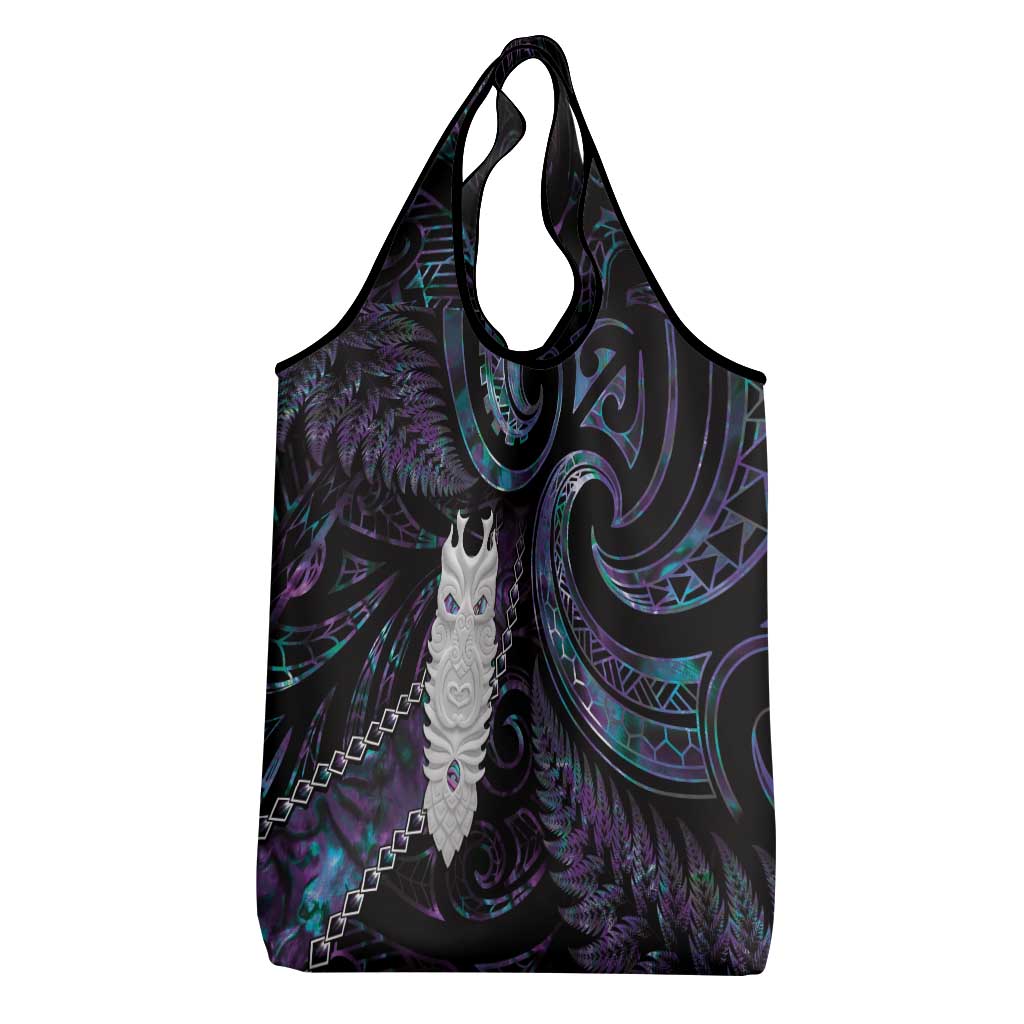 New Zealand Aotearoa Grocery Bag Maori Tane Te Waiora Paua Shell Glitter Purple LT05 - Polynesian Pride