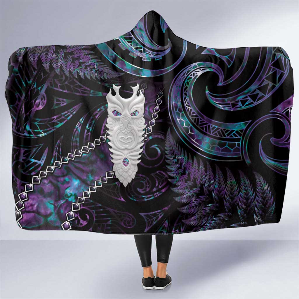 New Zealand Aotearoa Hooded Blanket Maori Tane Te Waiora Paua Shell Glitter Purple LT05 One Size Purple - Polynesian Pride
