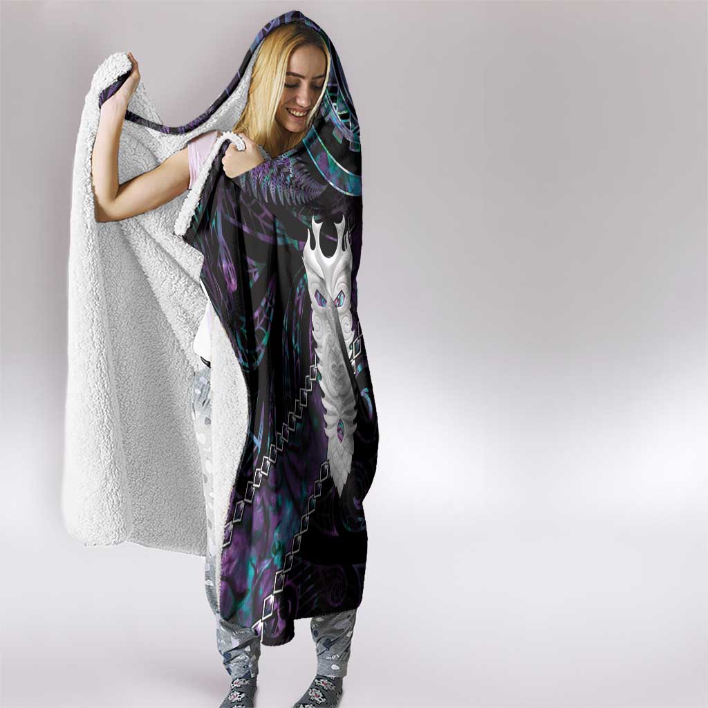 New Zealand Aotearoa Hooded Blanket Maori Tane Te Waiora Paua Shell Glitter Purple LT05 - Polynesian Pride