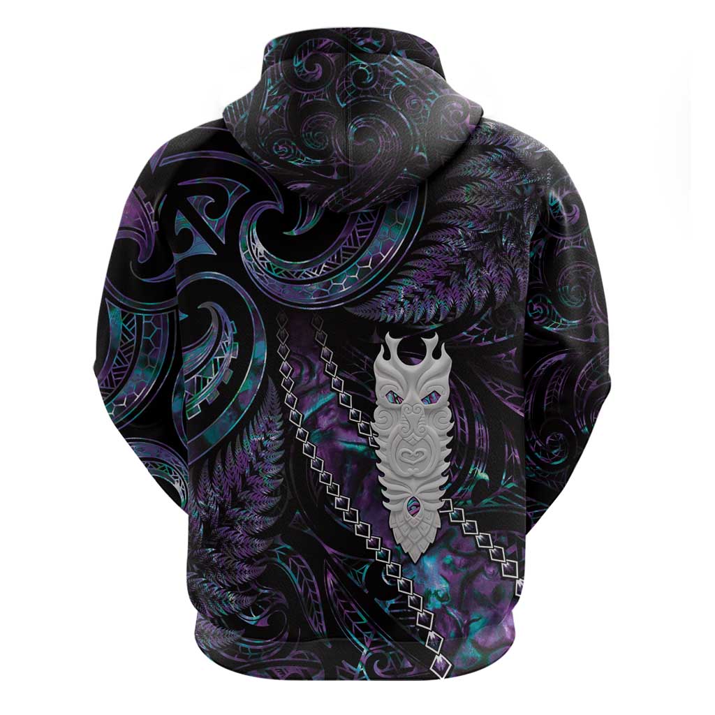 New Zealand Aotearoa Hoodie Maori Tane Te Waiora Paua Shell Glitter Purple LT05 - Polynesian Pride