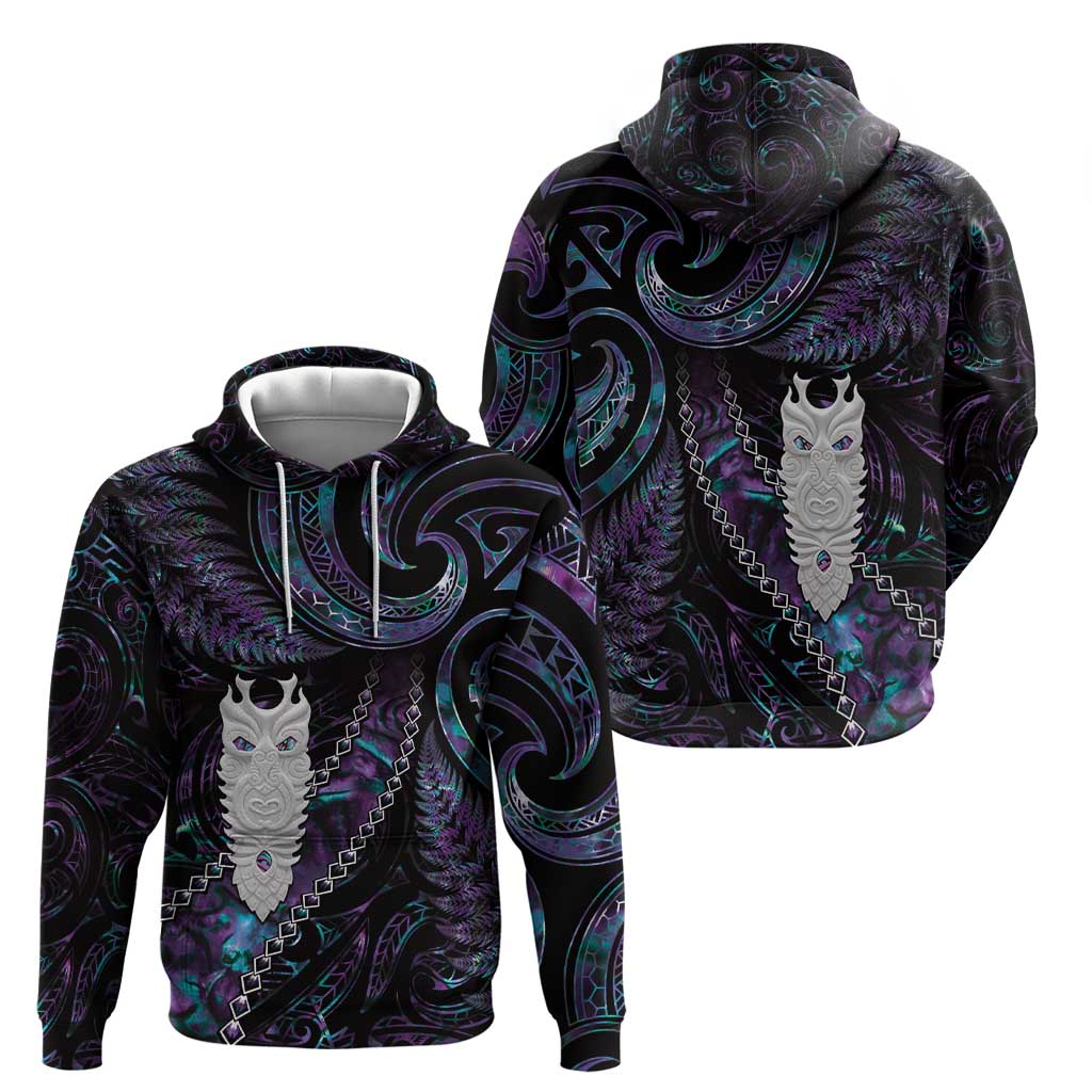 New Zealand Aotearoa Hoodie Maori Tane Te Waiora Paua Shell Glitter Purple LT05 - Polynesian Pride