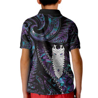 New Zealand Aotearoa Kid Polo Shirt Maori Tane Te Waiora Paua Shell Glitter Purple LT05 - Polynesian Pride
