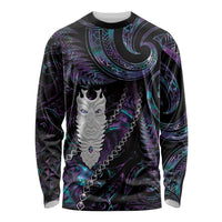 New Zealand Aotearoa Long Sleeve Shirt Maori Tane Te Waiora Paua Shell Glitter Purple LT05 Unisex Purple - Polynesian Pride