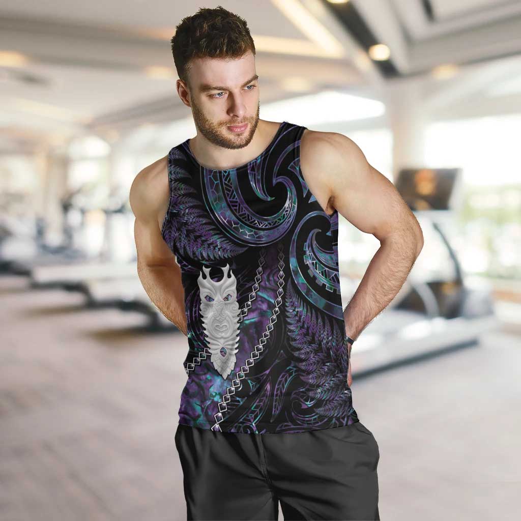 New Zealand Aotearoa Men Tank Top Maori Tane Te Waiora Paua Shell Glitter Purple LT05 Purple - Polynesian Pride