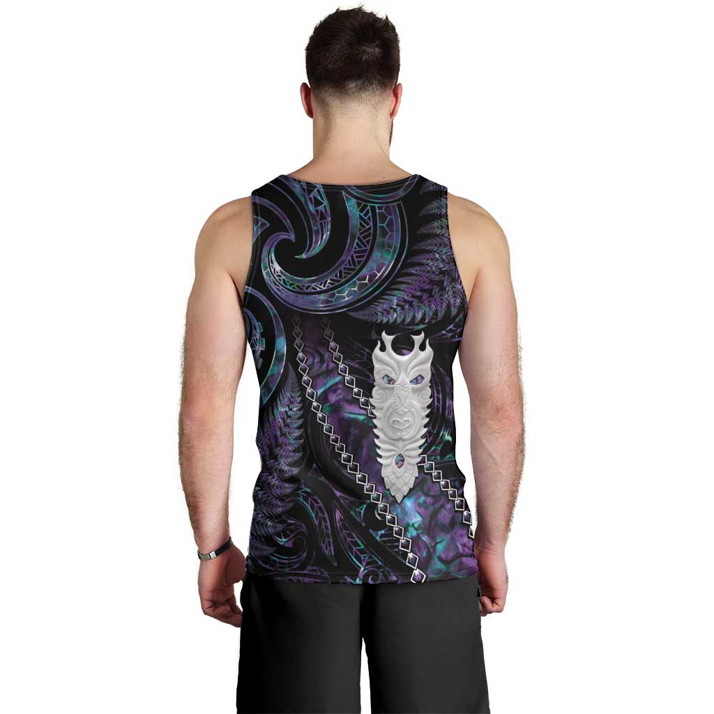 New Zealand Aotearoa Men Tank Top Maori Tane Te Waiora Paua Shell Glitter Purple LT05 - Polynesian Pride
