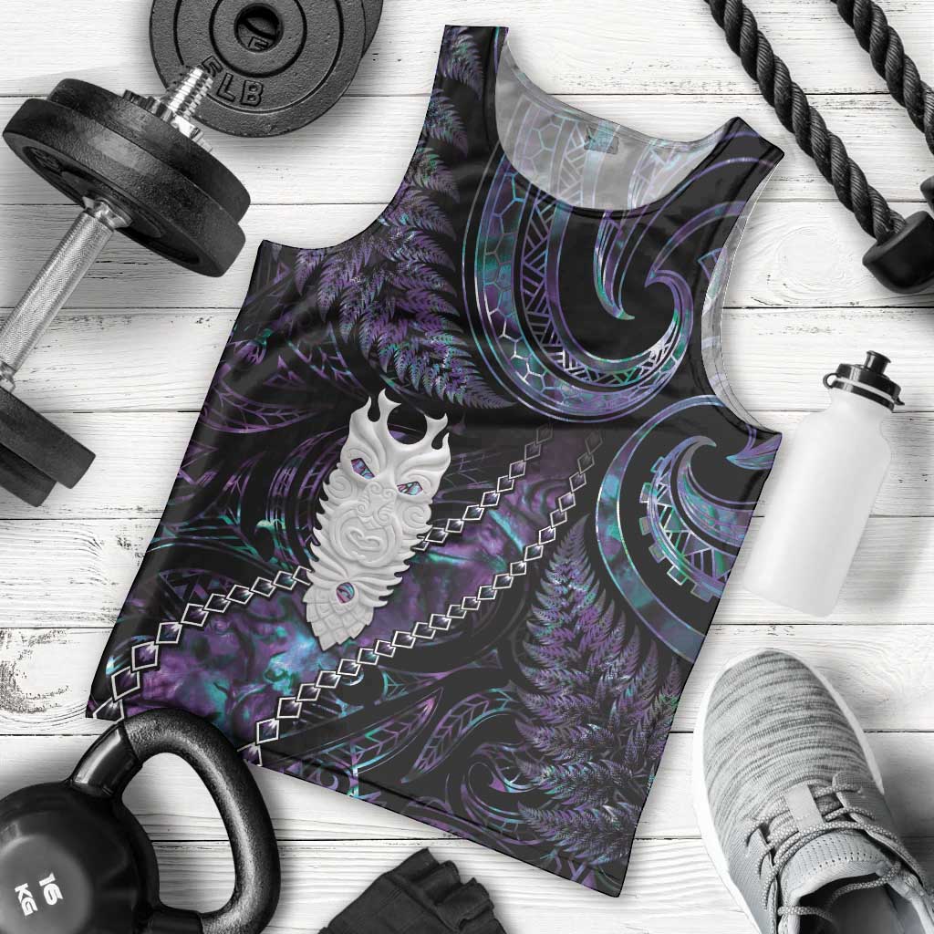 New Zealand Aotearoa Men Tank Top Maori Tane Te Waiora Paua Shell Glitter Purple LT05 - Polynesian Pride