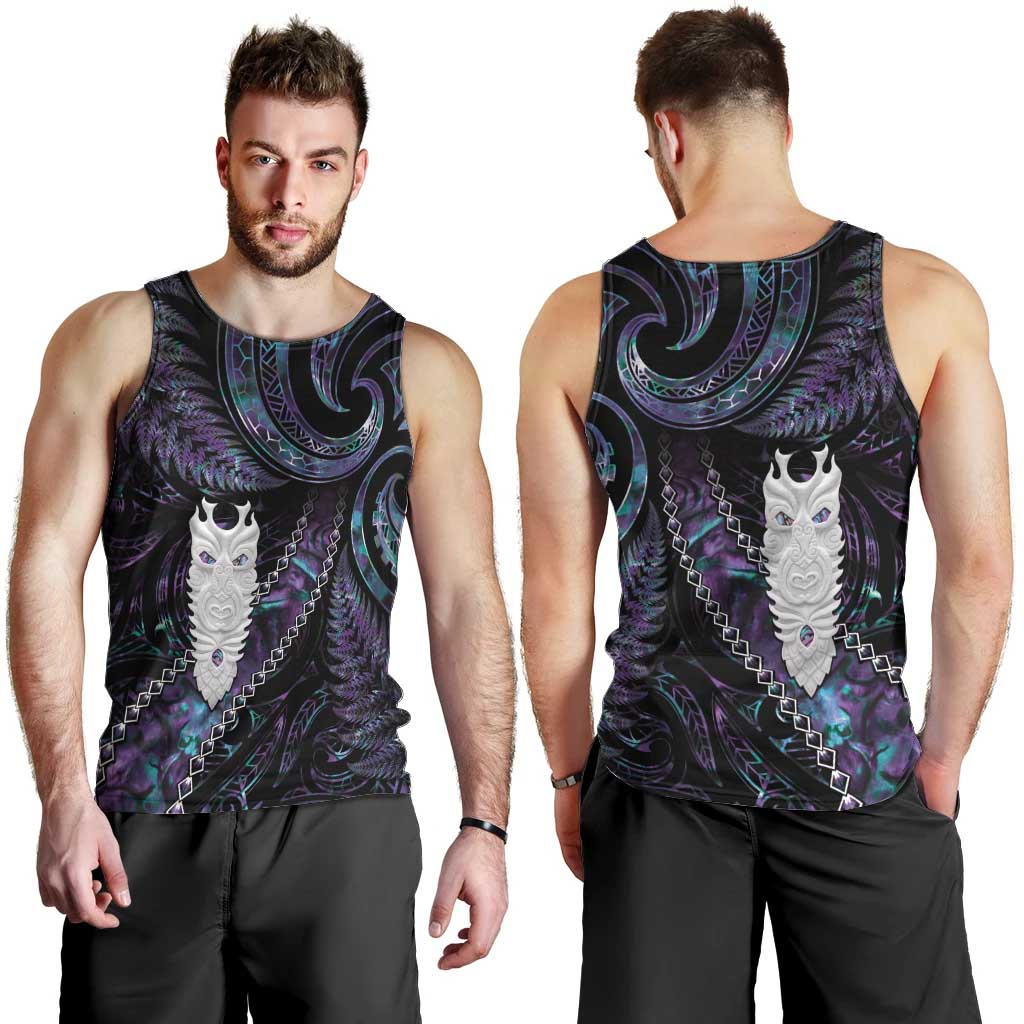 New Zealand Aotearoa Men Tank Top Maori Tane Te Waiora Paua Shell Glitter Purple LT05 - Polynesian Pride