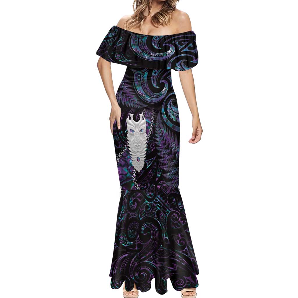 New Zealand Aotearoa Mermaid Dress Maori Tane Te Waiora Paua Shell Glitter Purple LT05 - Polynesian Pride