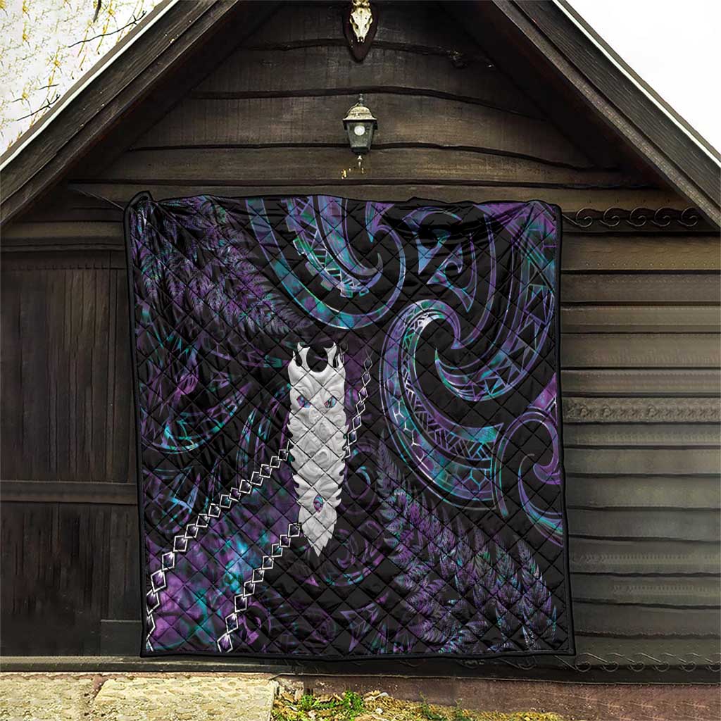 New Zealand Aotearoa Quilt Maori Tane Te Waiora Paua Shell Glitter Purple LT05 - Polynesian Pride