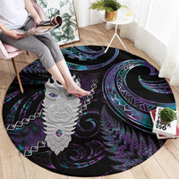 New Zealand Aotearoa Round Carpet Maori Tane Te Waiora Paua Shell Glitter Purple LT05 - Polynesian Pride