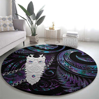 New Zealand Aotearoa Round Carpet Maori Tane Te Waiora Paua Shell Glitter Purple LT05 - Polynesian Pride