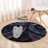 New Zealand Aotearoa Round Carpet Maori Tane Te Waiora Paua Shell Glitter Purple LT05 - Polynesian Pride