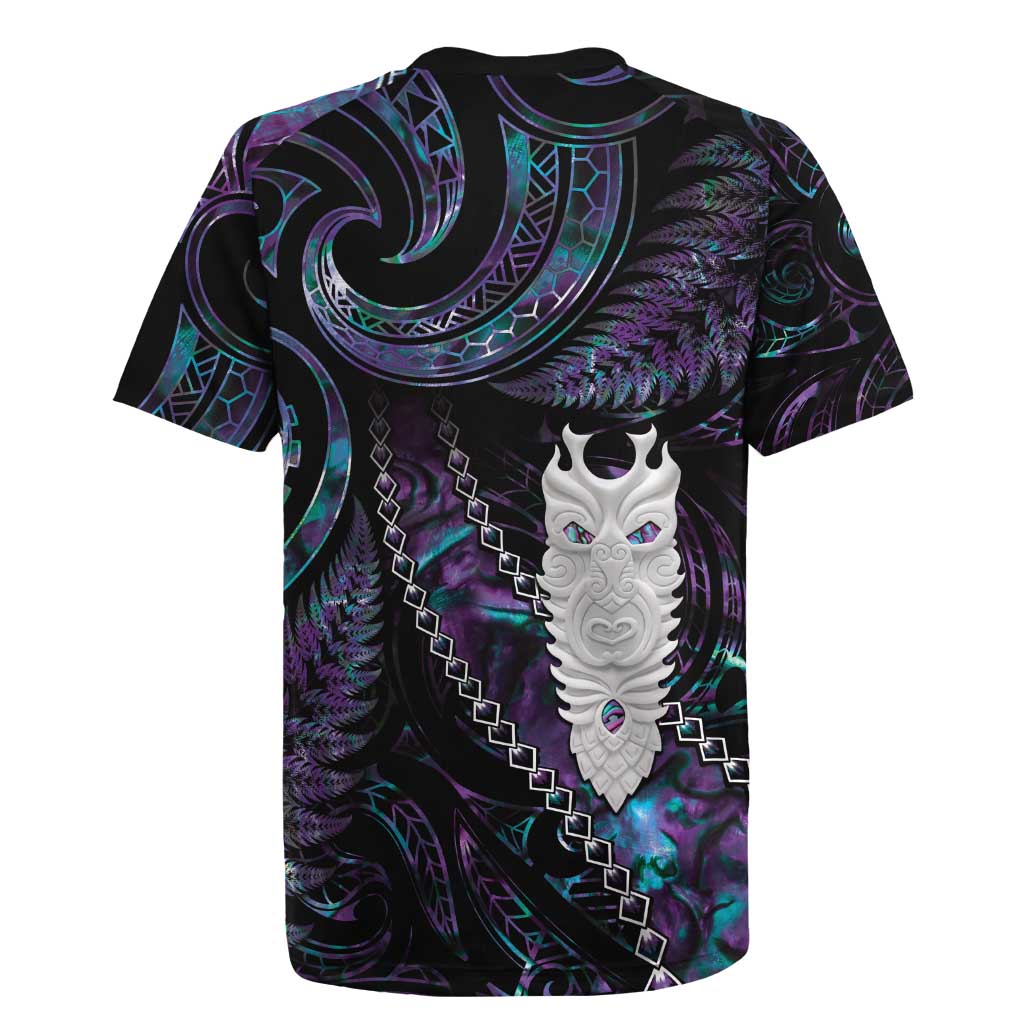 New Zealand Aotearoa Rugby Jersey Maori Tane Te Waiora Paua Shell Glitter Purple LT05 - Polynesian Pride