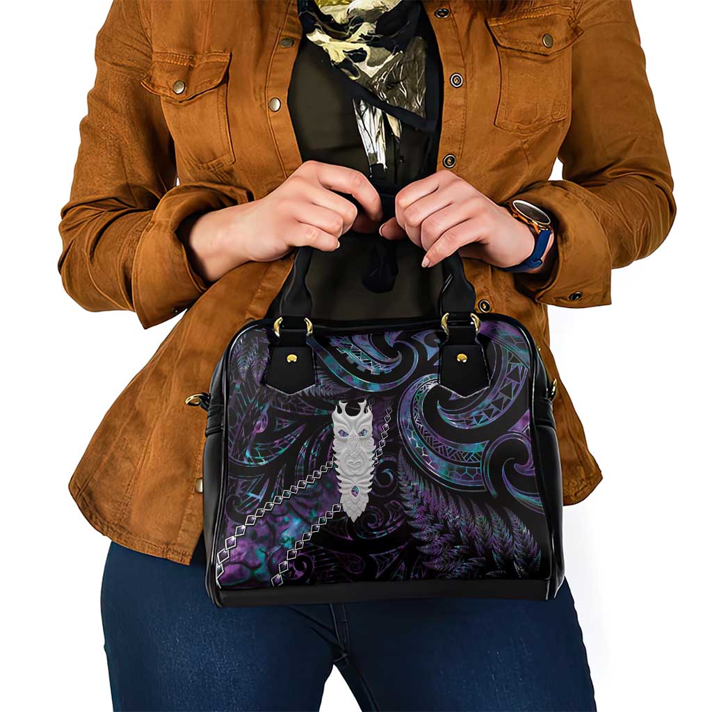 New Zealand Aotearoa Shoulder Handbag Maori Tane Te Waiora Paua Shell Glitter Purple LT05 - Polynesian Pride