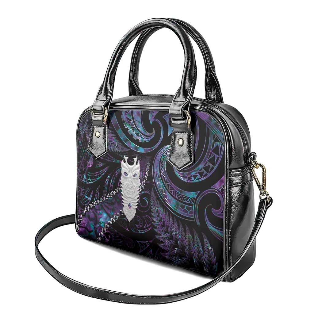 New Zealand Aotearoa Shoulder Handbag Maori Tane Te Waiora Paua Shell Glitter Purple LT05 - Polynesian Pride