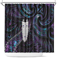 New Zealand Aotearoa Shower Curtain Maori Tane Te Waiora Paua Shell Glitter Purple LT05 Purple - Polynesian Pride