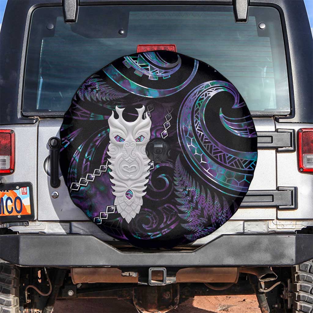 New Zealand Aotearoa Spare Tire Cover Maori Tane Te Waiora Paua Shell Glitter Purple LT05 Purple - Polynesian Pride