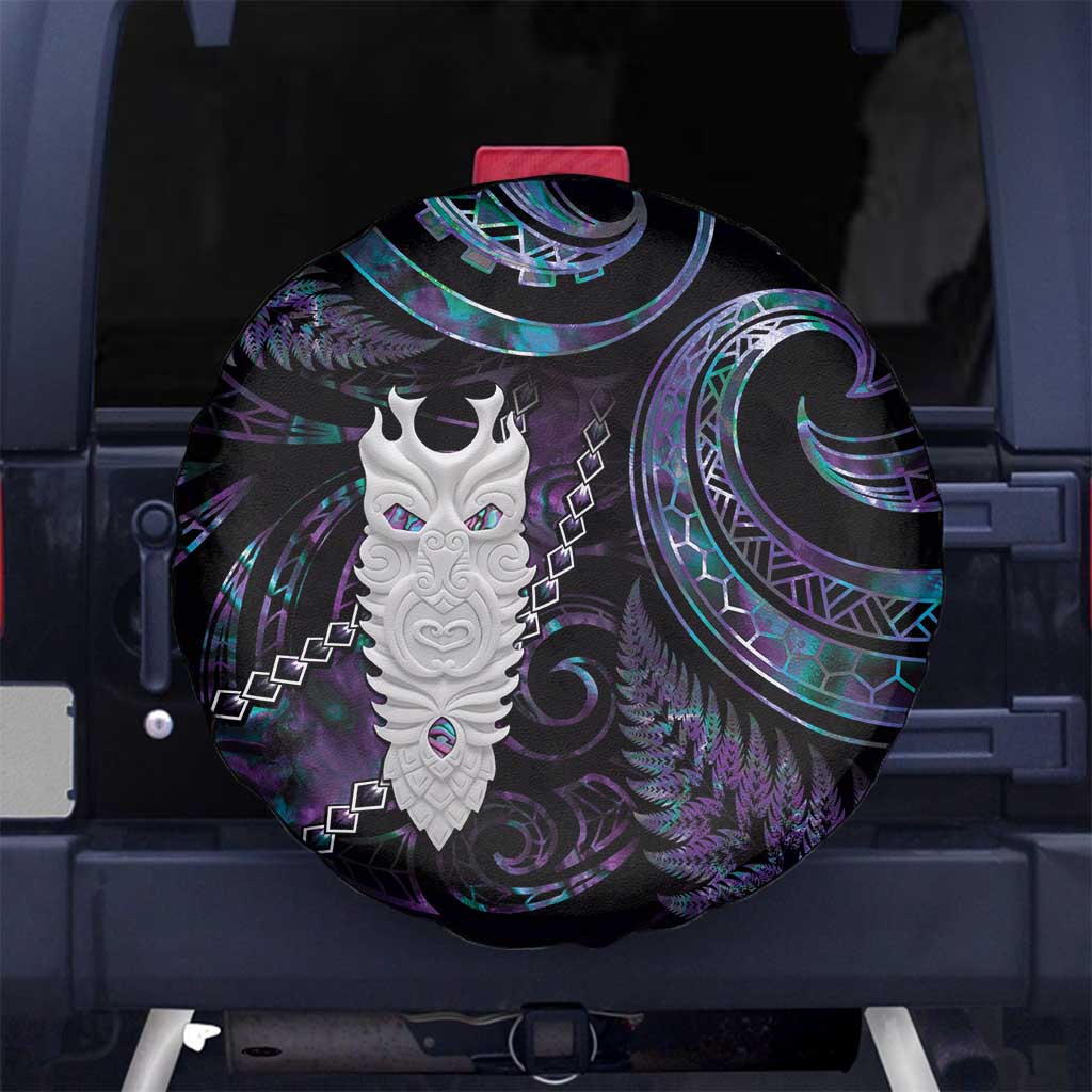 New Zealand Aotearoa Spare Tire Cover Maori Tane Te Waiora Paua Shell Glitter Purple LT05 - Polynesian Pride