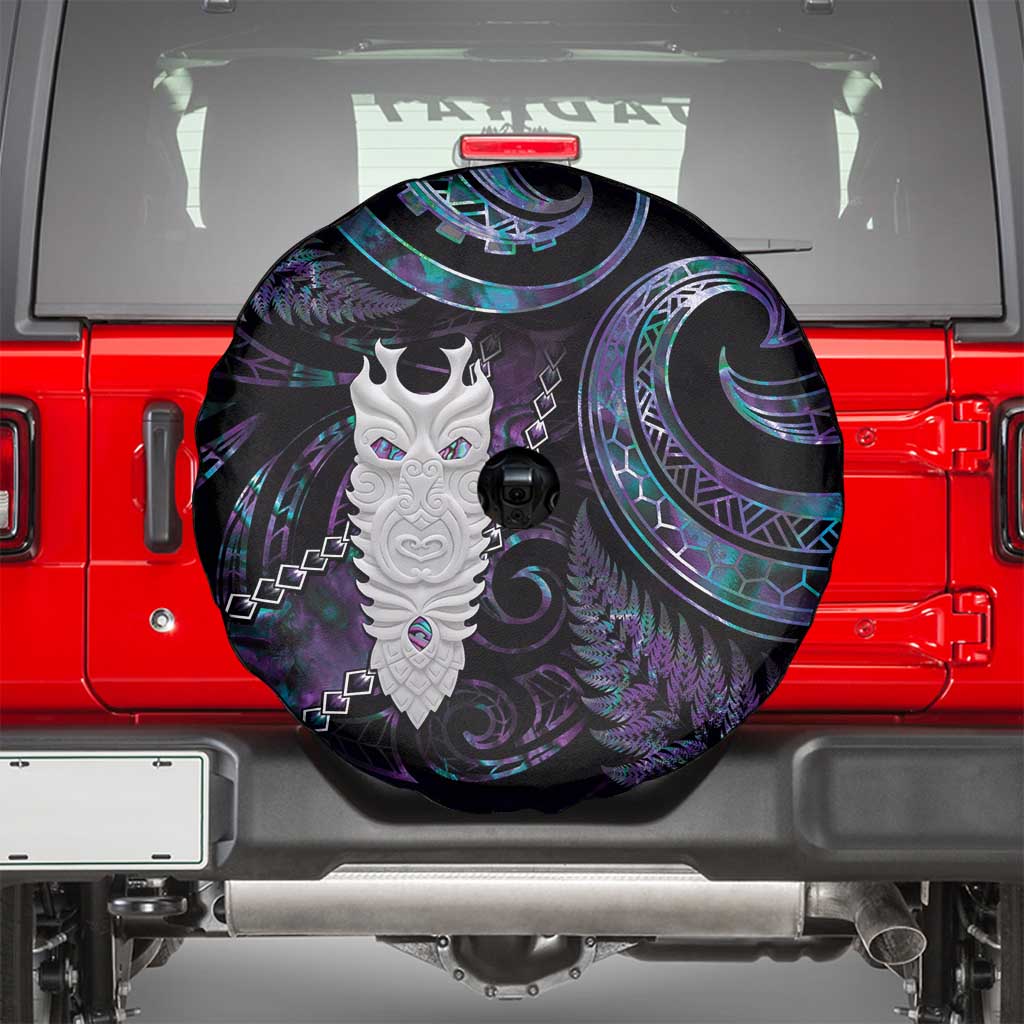 New Zealand Aotearoa Spare Tire Cover Maori Tane Te Waiora Paua Shell Glitter Purple LT05 - Polynesian Pride