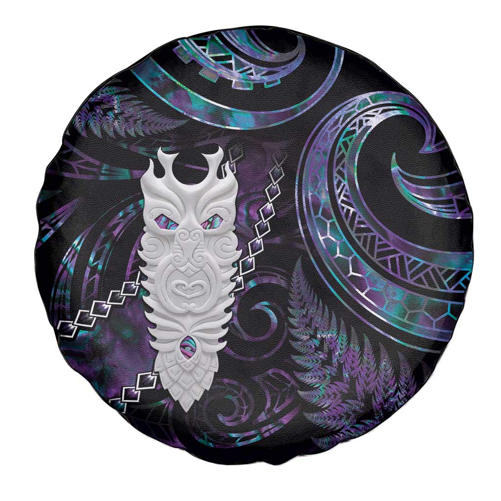 New Zealand Aotearoa Spare Tire Cover Maori Tane Te Waiora Paua Shell Glitter Purple LT05 - Polynesian Pride