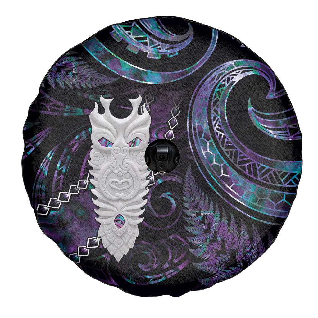 New Zealand Aotearoa Spare Tire Cover Maori Tane Te Waiora Paua Shell Glitter Purple LT05 - Polynesian Pride