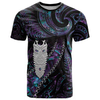 New Zealand Aotearoa T Shirt Maori Tane Te Waiora Paua Shell Glitter Purple LT05 Purple - Polynesian Pride