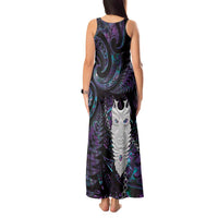 New Zealand Aotearoa Tank Maxi Dress Maori Tane Te Waiora Paua Shell Glitter Purple LT05 - Polynesian Pride