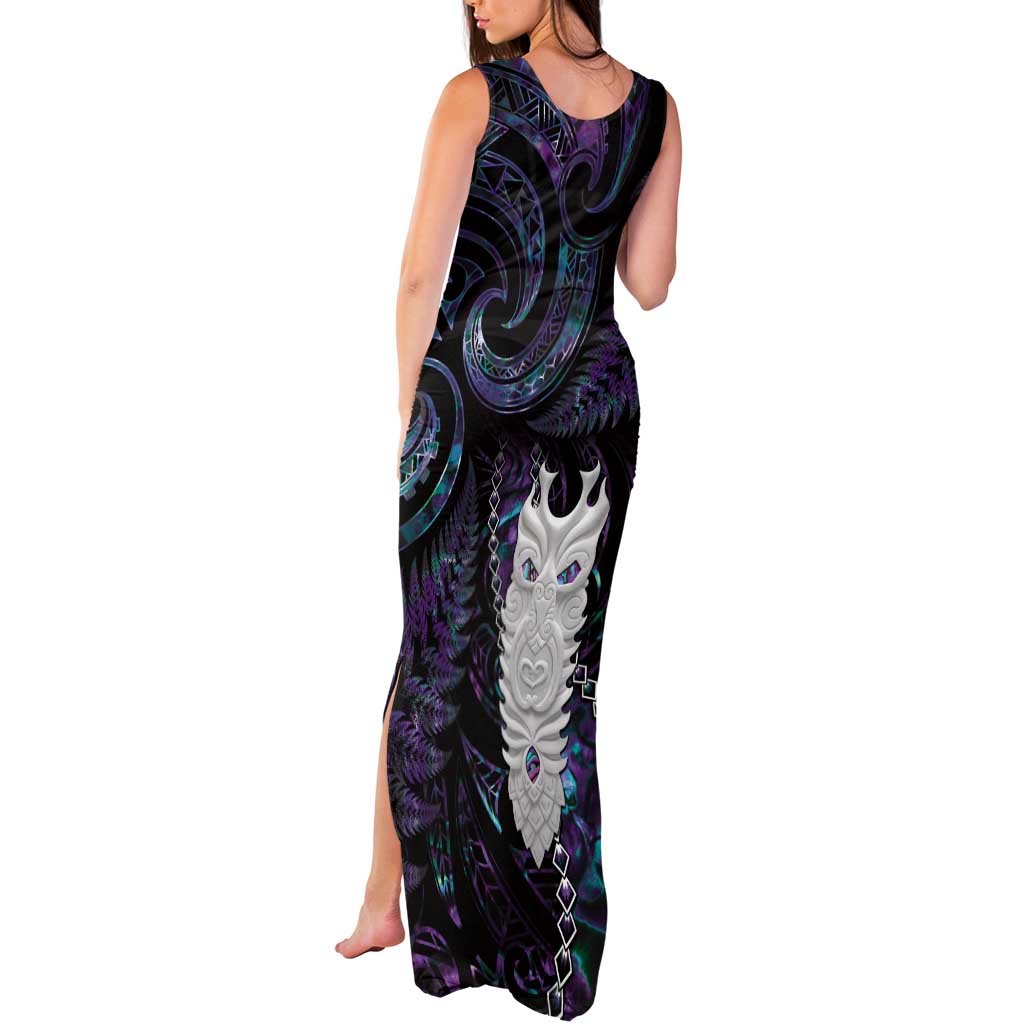New Zealand Aotearoa Tank Maxi Dress Maori Tane Te Waiora Paua Shell Glitter Purple LT05 - Polynesian Pride