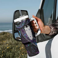 New Zealand Aotearoa Tumbler With Handle Maori Tane Te Waiora Paua Shell Glitter Purple LT05 - Polynesian Pride