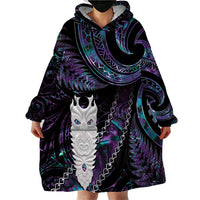 New Zealand Aotearoa Wearable Blanket Hoodie Maori Tane Te Waiora Paua Shell Glitter Purple LT05 - Polynesian Pride