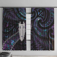 New Zealand Aotearoa Window Curtain Maori Tane Te Waiora Paua Shell Glitter Purple LT05 With Hooks Purple - Polynesian Pride