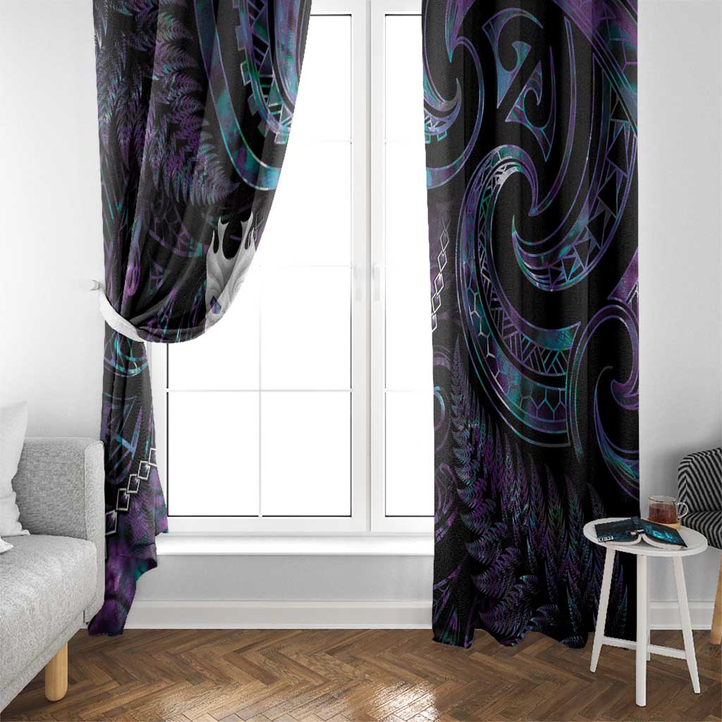 New Zealand Aotearoa Window Curtain Maori Tane Te Waiora Paua Shell Glitter Purple LT05 - Polynesian Pride