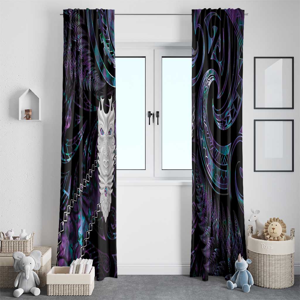 New Zealand Aotearoa Window Curtain Maori Tane Te Waiora Paua Shell Glitter Purple LT05 - Polynesian Pride
